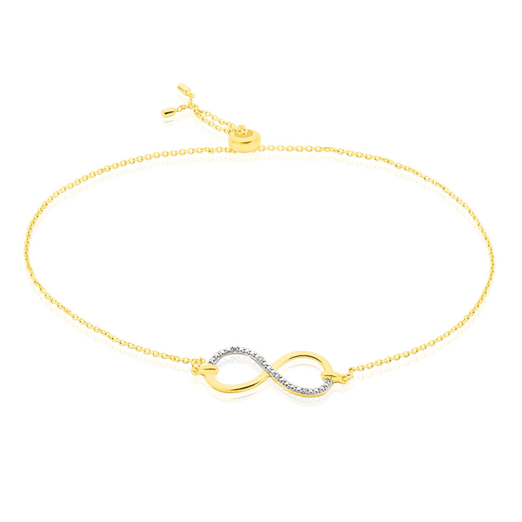 🦚 INFINO Damen Armband Gold 375 (9 Karat) Diamant Weiß 0,01 ct Unendlichkeit, Armband mit Stein
