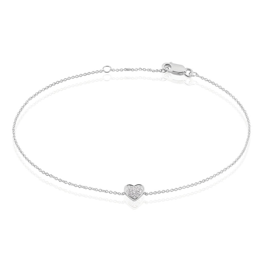 🦚 ABA Damen Armband Weißgold 375 (9 Karat) Diamant Weiß 0,05 ct Herz, Armband mit Stein