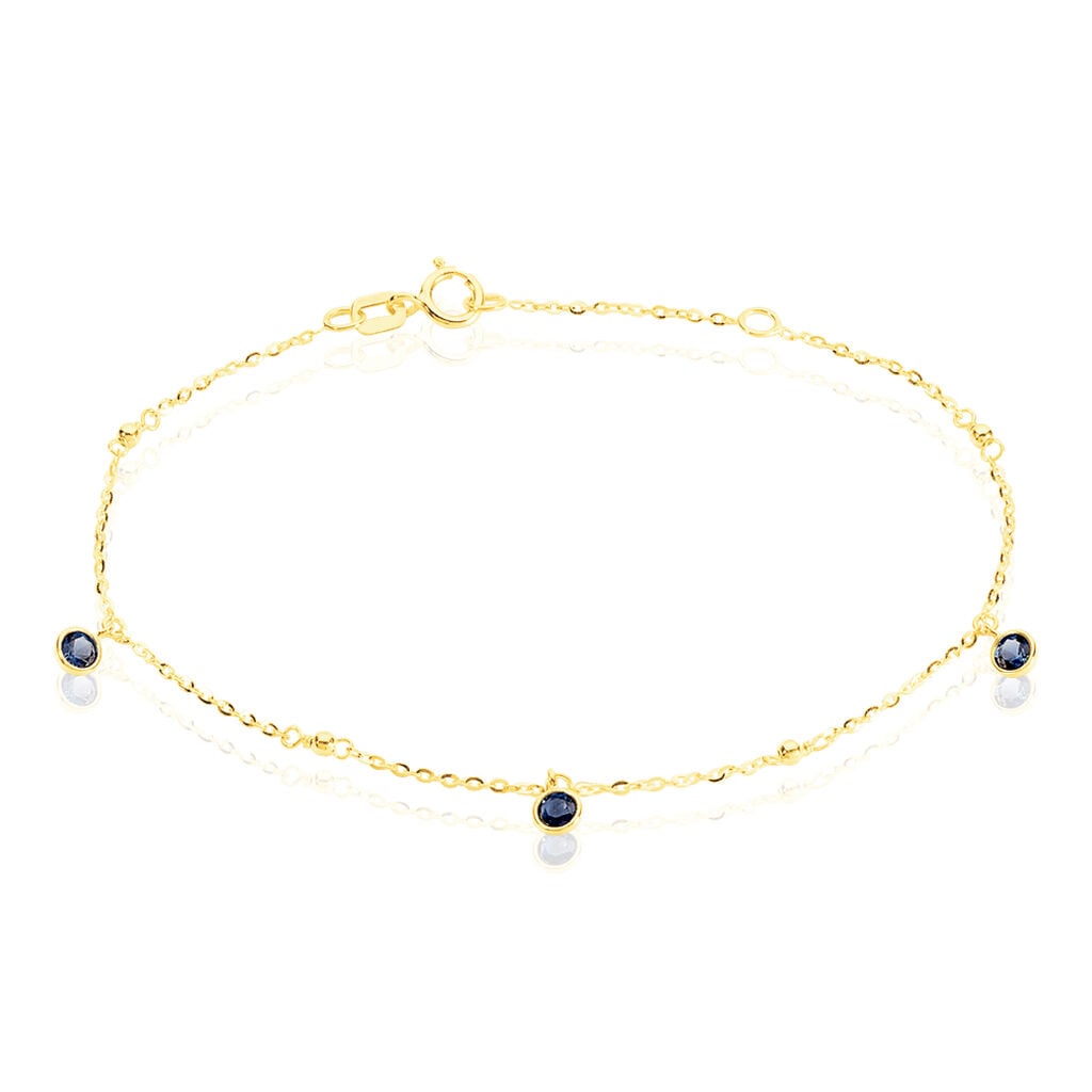 🦚 TALILA 1 Damen Armband Gold 375 (9 Karat) Zirkonia Blau 0,11 ct Kreis, Armband mit Stein