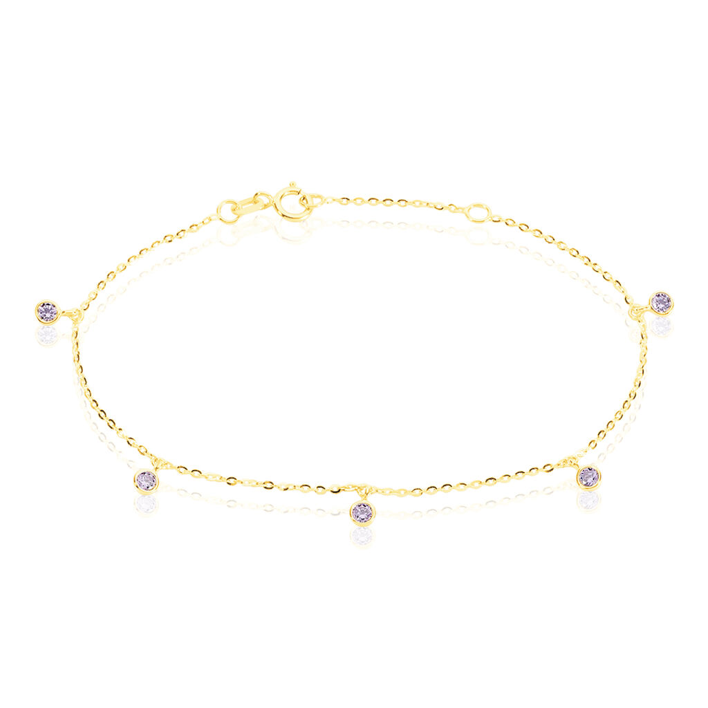 🦚 TALILA 1 Damen Armband Gold 375 (9 Karat) Zirkonia Violett 0,11 ct Kreis, Armband mit Stein