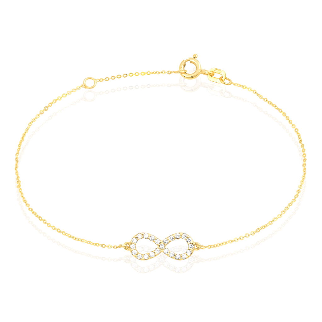 🦚 KLOTHILDA Damen Armband Gold 375 (9 Karat) Zirkonia Weiß 0,05 ct Unendlichkeit, Armband mit Stein