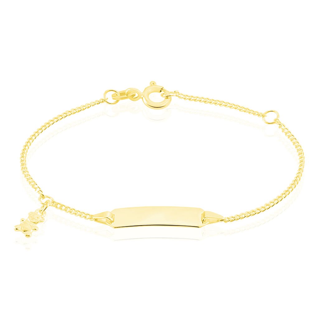 🦚 PANZER ID Kinder ID Armband Gold 375 (9 Karat) Bärchen B 1,4 mm, ID Armband ohne Stein