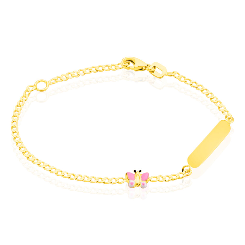 🦚 PANZER ID Kinder ID Armband Gold 375 (9 Karat) Schmetterling, ID Armband ohne Stein