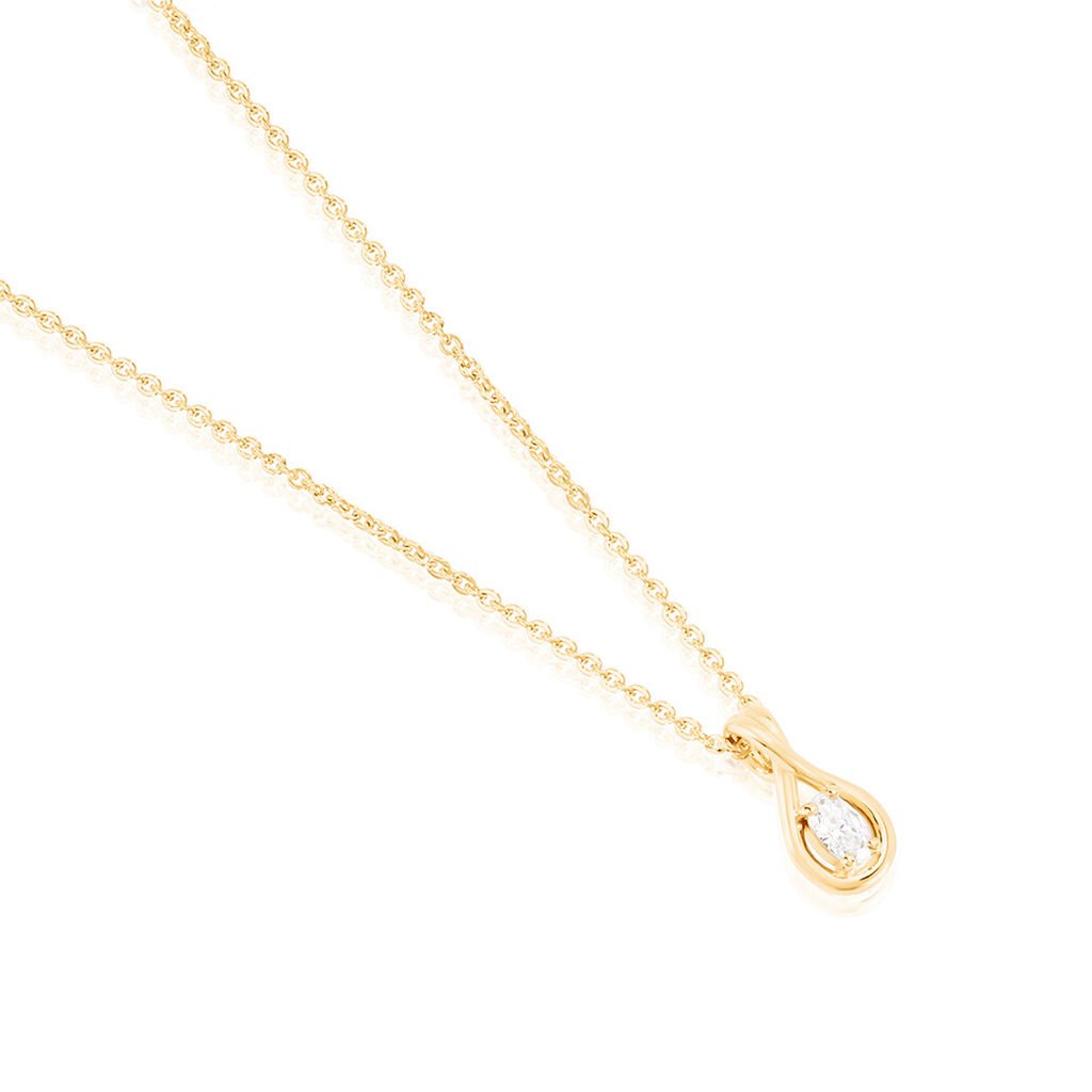 🦚 REMI Damen Collier Vergoldet Zirkonia Weiß Tropfen, Collier mit Stein
