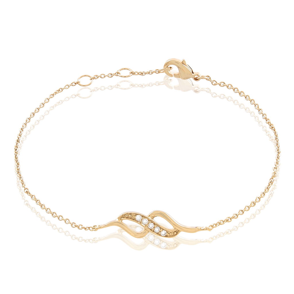 🦚 ISHAAE Damen Armband Vergoldet Zirkonia Weiß 0,03 ct Spiralförmig, Armband mit Stein