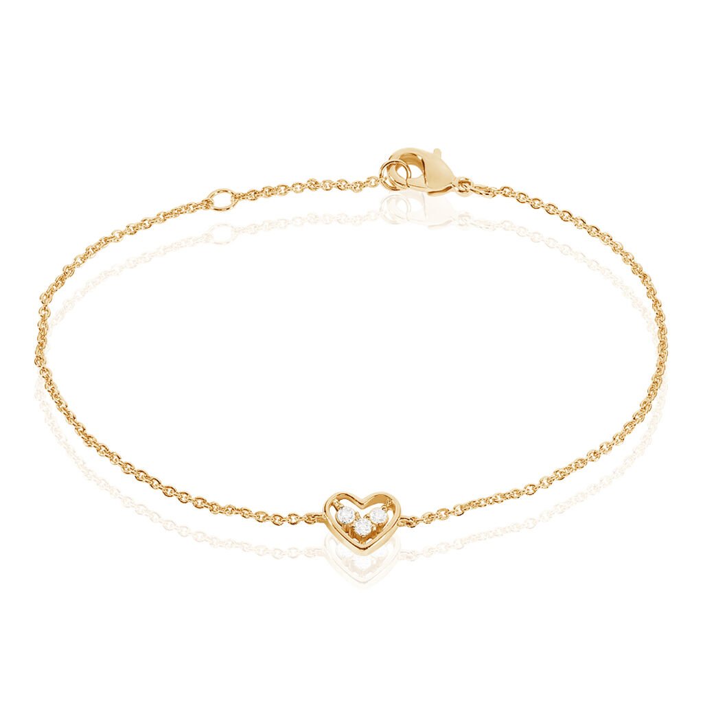 🦚 ELOA Damen Armband Vergoldet Zirkonia Weiß Herz, Armband mit Stein