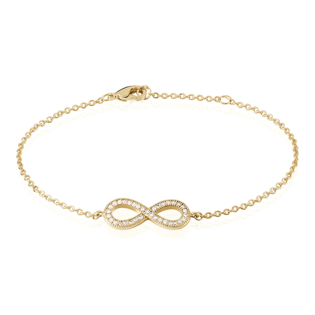 🦚 MERANE Damen Armband Vergoldet Zirkonia Weiß 0,08 ct Unendlichkeit, Armband mit Stein