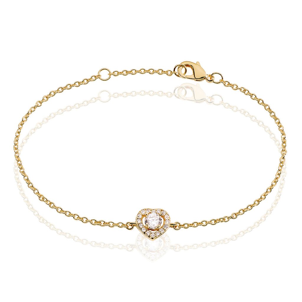 🦚 ALAIS Damen Armband Vergoldet Zirkonia Weiß 0,1 ct Herz, Armband mit Stein