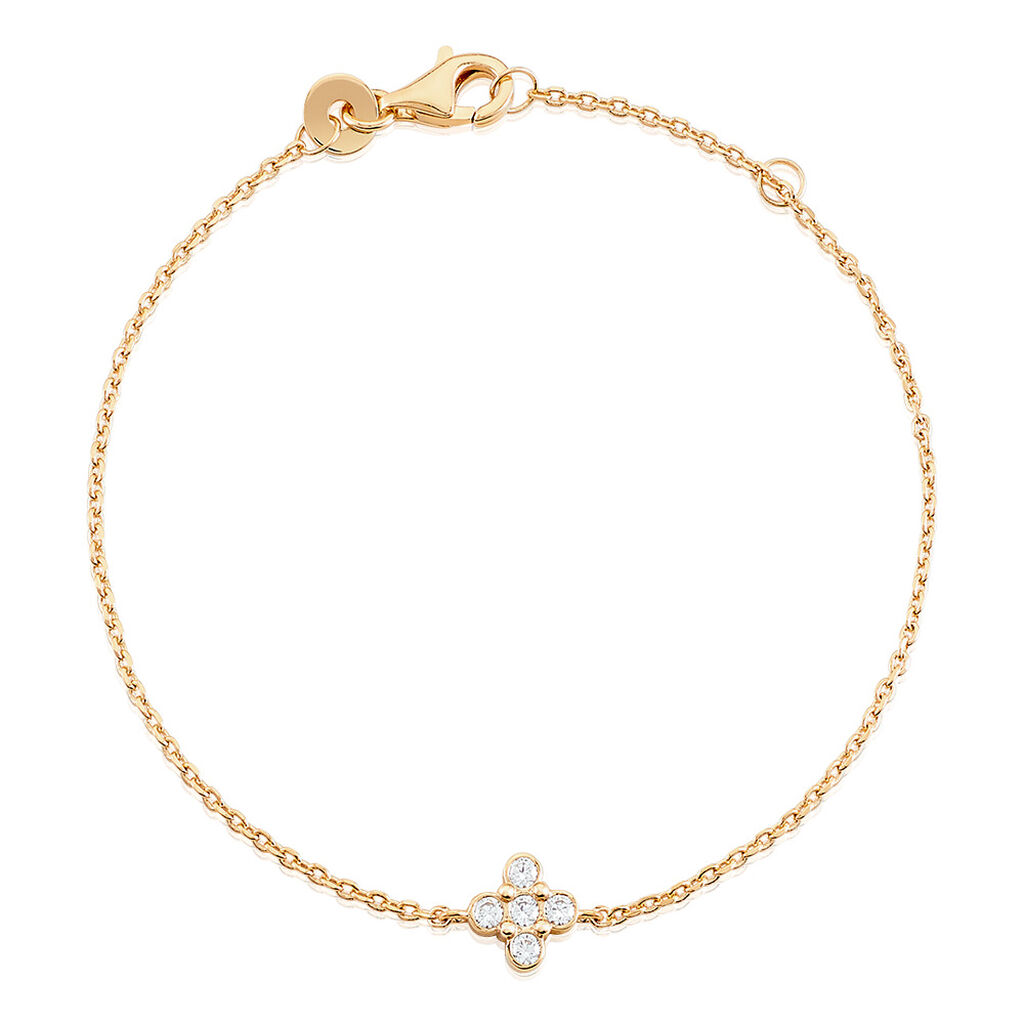 🦚 ELOVYN Damen Armband Vergoldet 750 Zirkonia Weiß Kreuz, Armband mit Stein