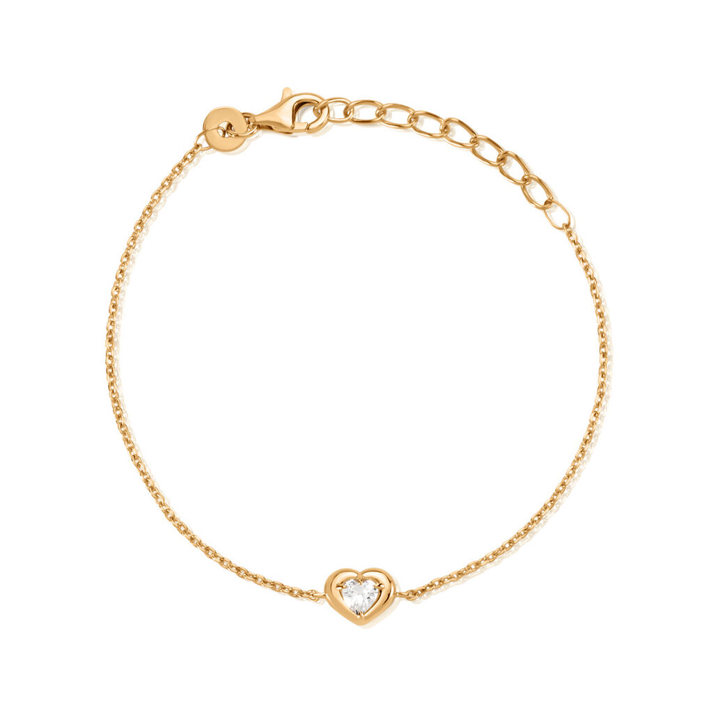 🦚 DINA Damen Armband Vergoldet Zirkonia Weiß Herz, Armband mit Stein