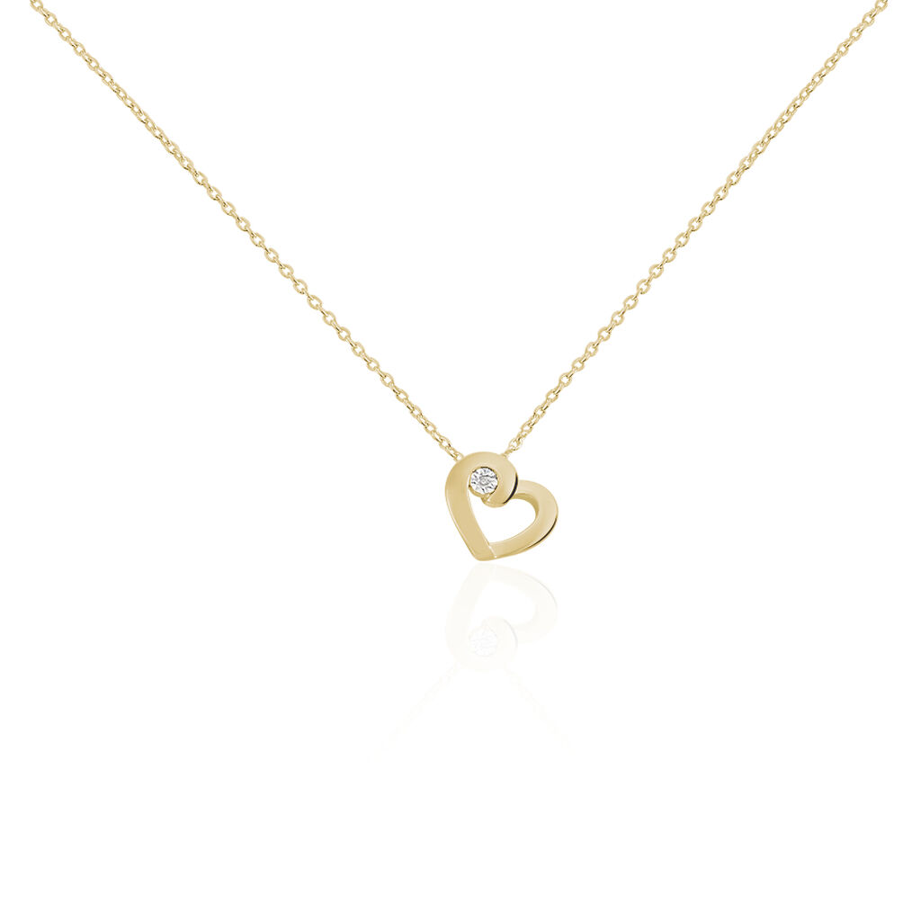 🦚 CELINE 2 Damen Collier Silber vergoldet 925 Diamant Weiß 0,000 ct Herz B 1,31 mm, Collier mit Stein