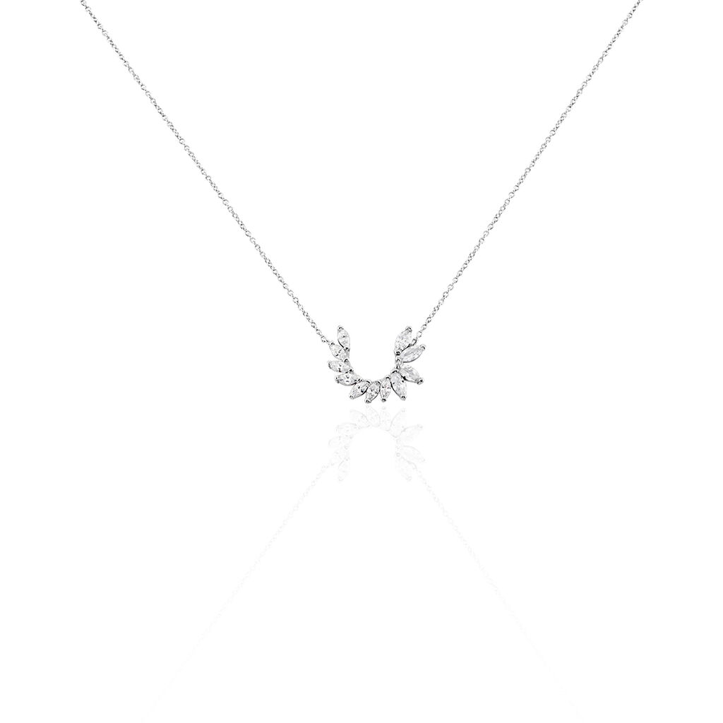 🦚 SABINA Damen Collier Silber 925 Zirkonia Weiß 0,1 ct Halbkreis, Collier mit Stein