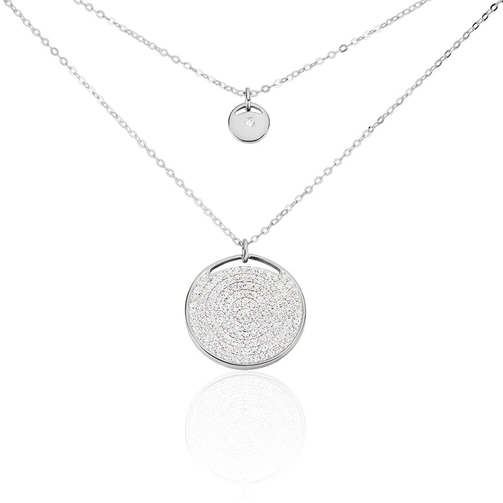 🦚 Damen Collier Silber 925 Zirkonia Weiß 4,21 ct Kreis, Collier mit Stein