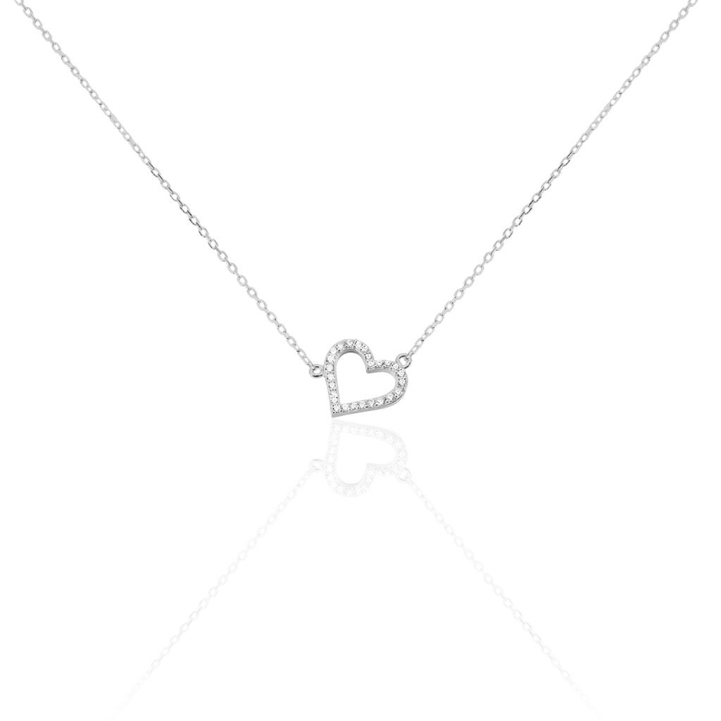 🦚 PETYA Damen Collier Silber 925 Zirkonia Weiß, Collier mit Stein