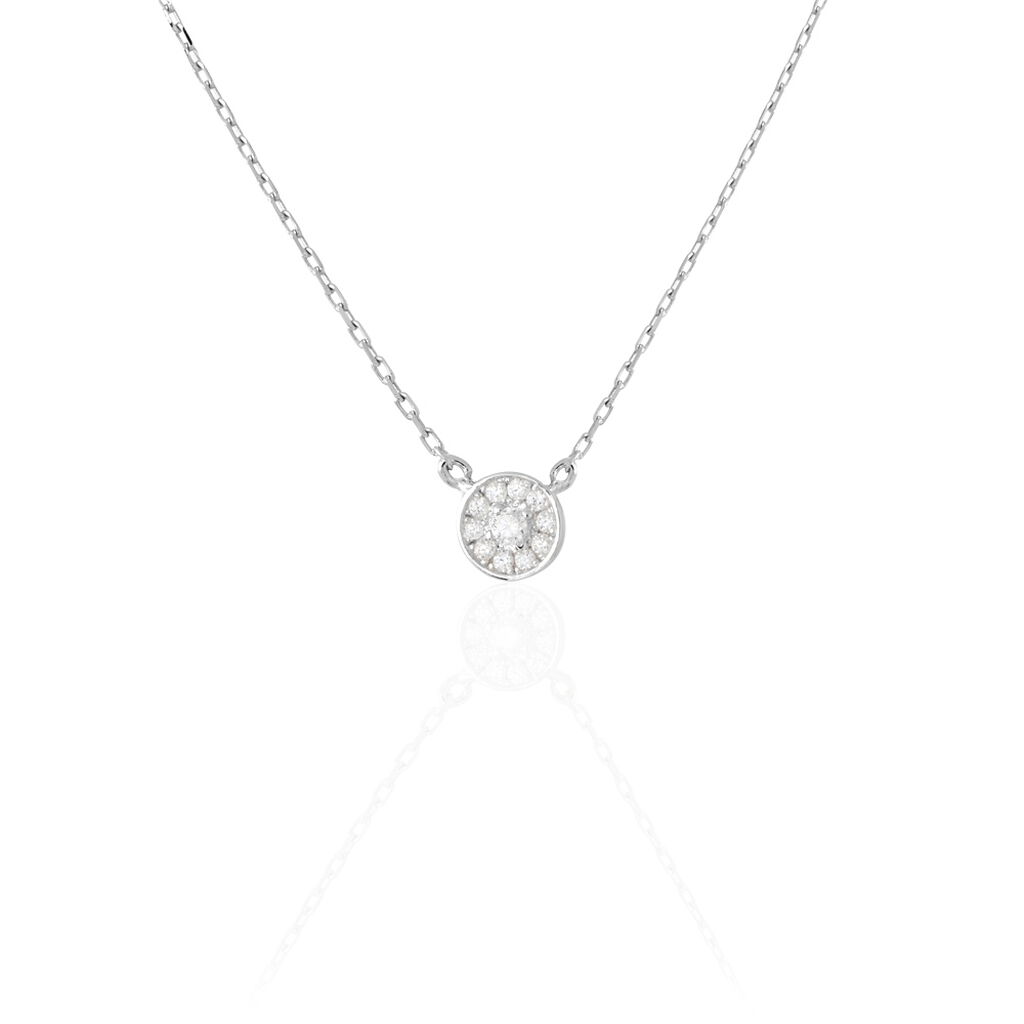 🦚 MINNA Damen Collier Silber 925 Zirkonia Weiß Kreis, Collier mit Stein