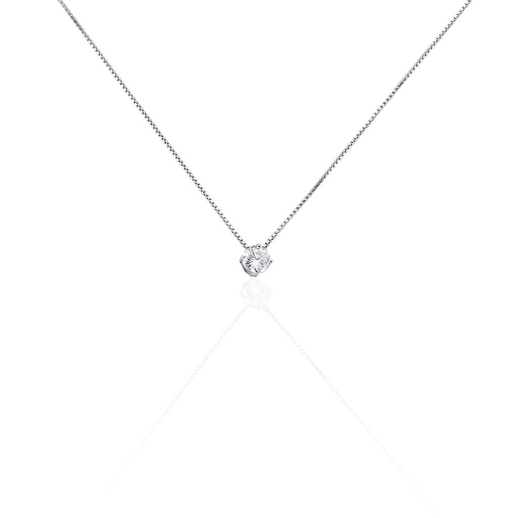 🦚 GIULYA Damen Collier Silber 925 Zirkonia Weiß 1 ct, Collier mit Stein