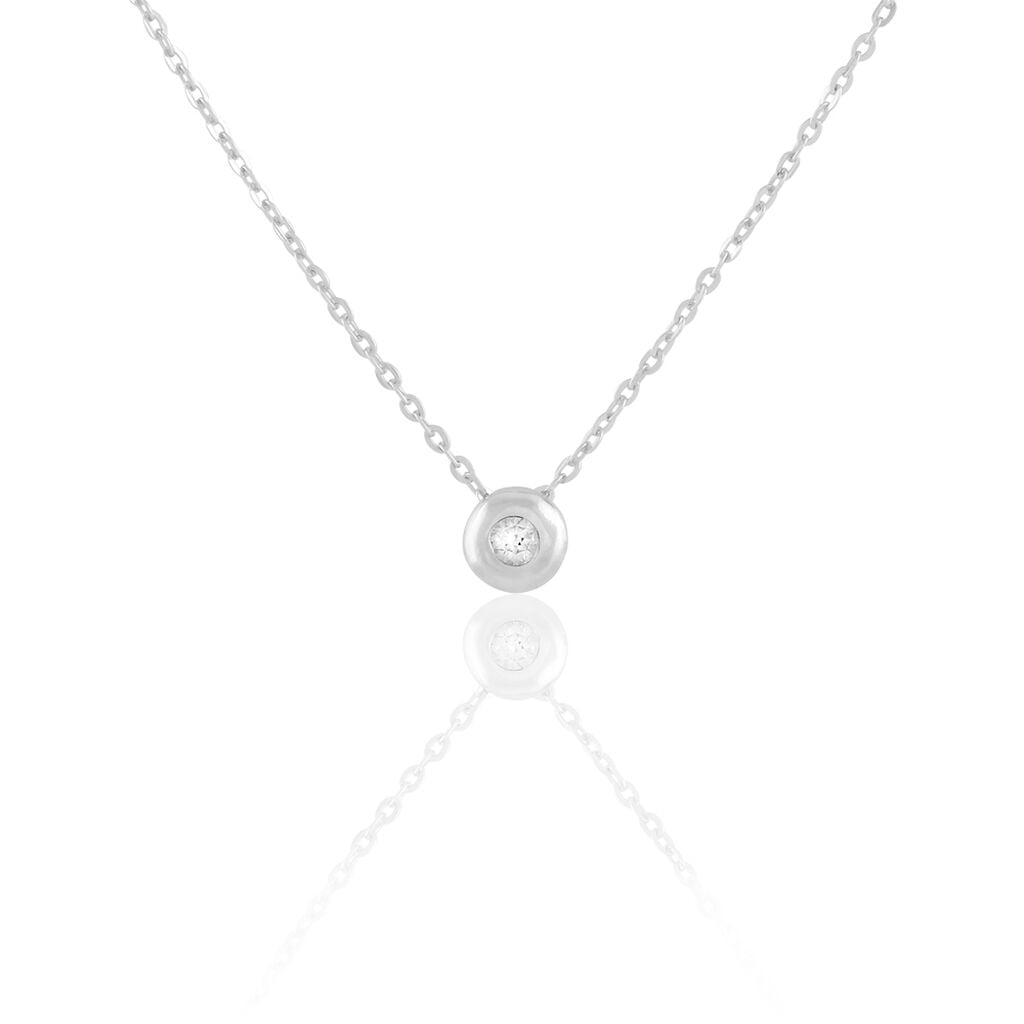 🦚 CATE Damen Collier Silber 925 Zirkonia Weiß Kreis, Collier mit Stein