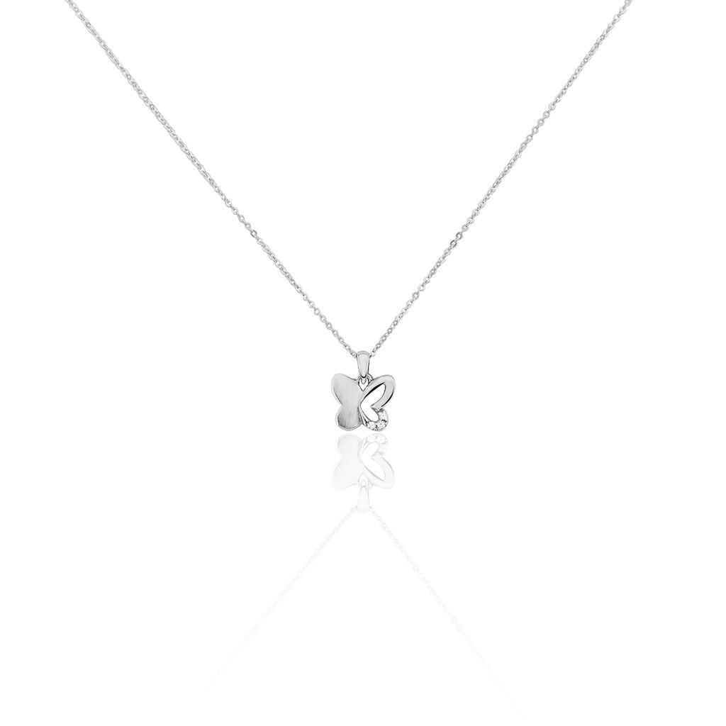 🦚 LIL SCHMETTERLING Kinder Collier Silber 925 Zirkonia Weiß Schmetterling, Collier mit Stein