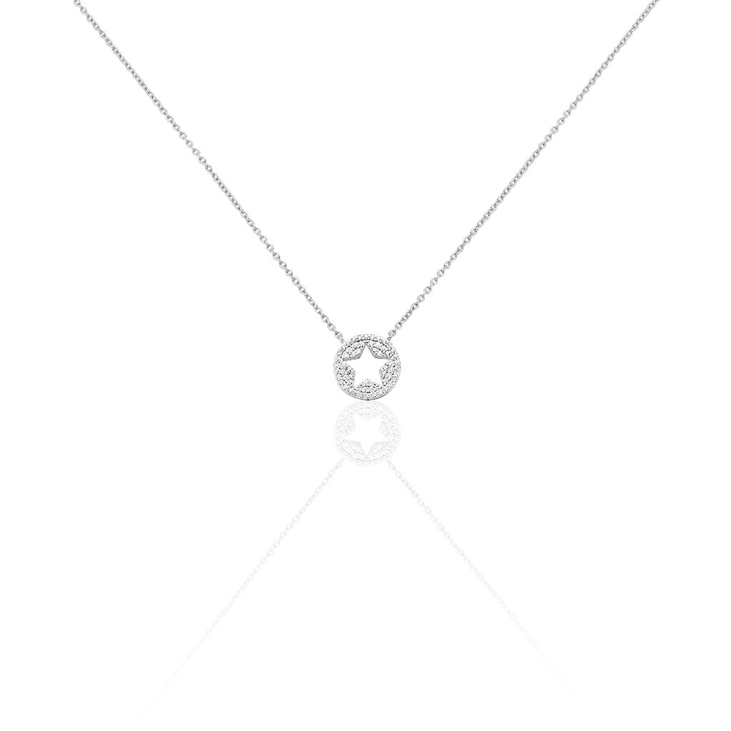 🦚 KOSSARA1 Damen Collier Silber 925 Zirkonia Weiß Stern, Collier mit Stein
