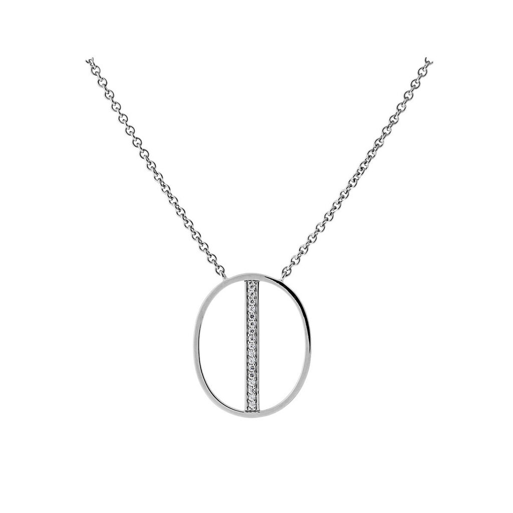 🦚 Damen Collier Silber 925 Zirkonia Weiß Kreis, Collier mit Stein