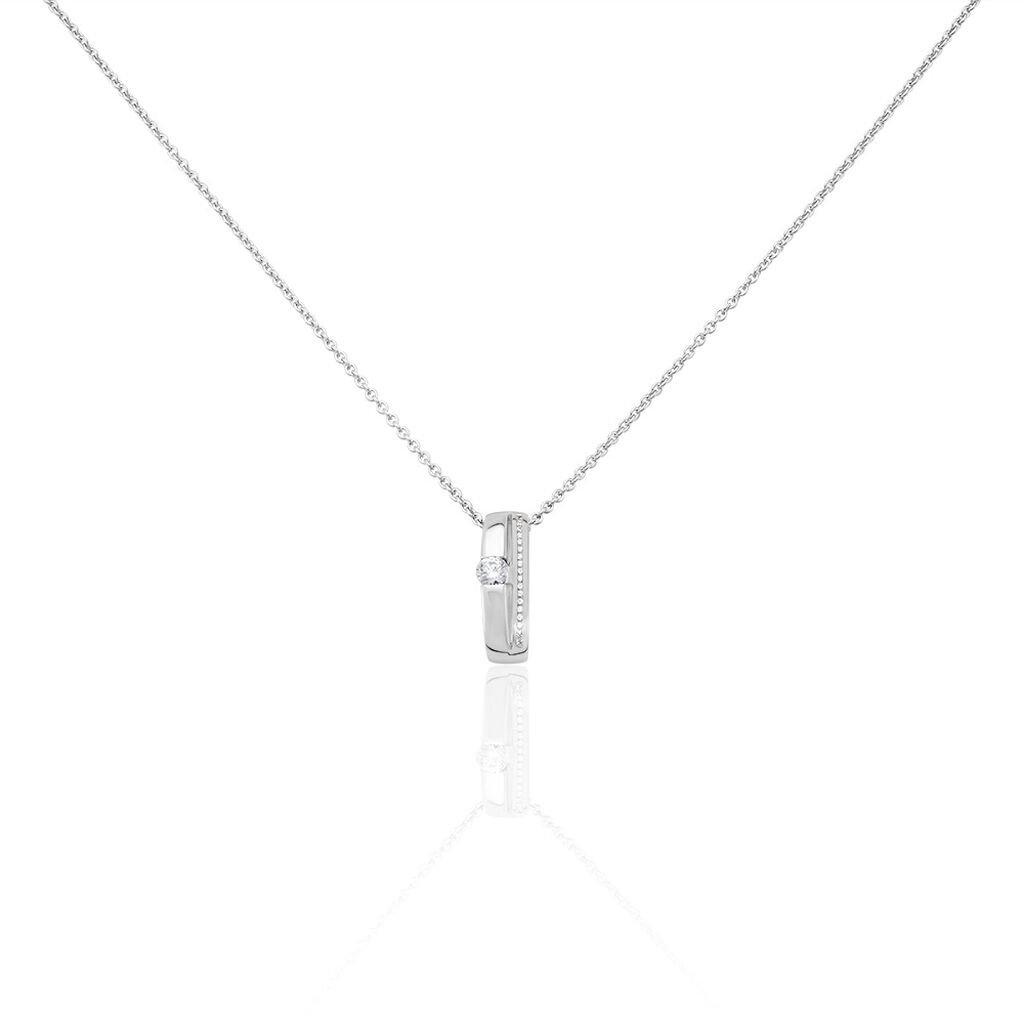 🦚 ELLEANA Damen Collier Silber 925 Zirkonia Weiß Oval B 5,3 mm, Collier mit Stein