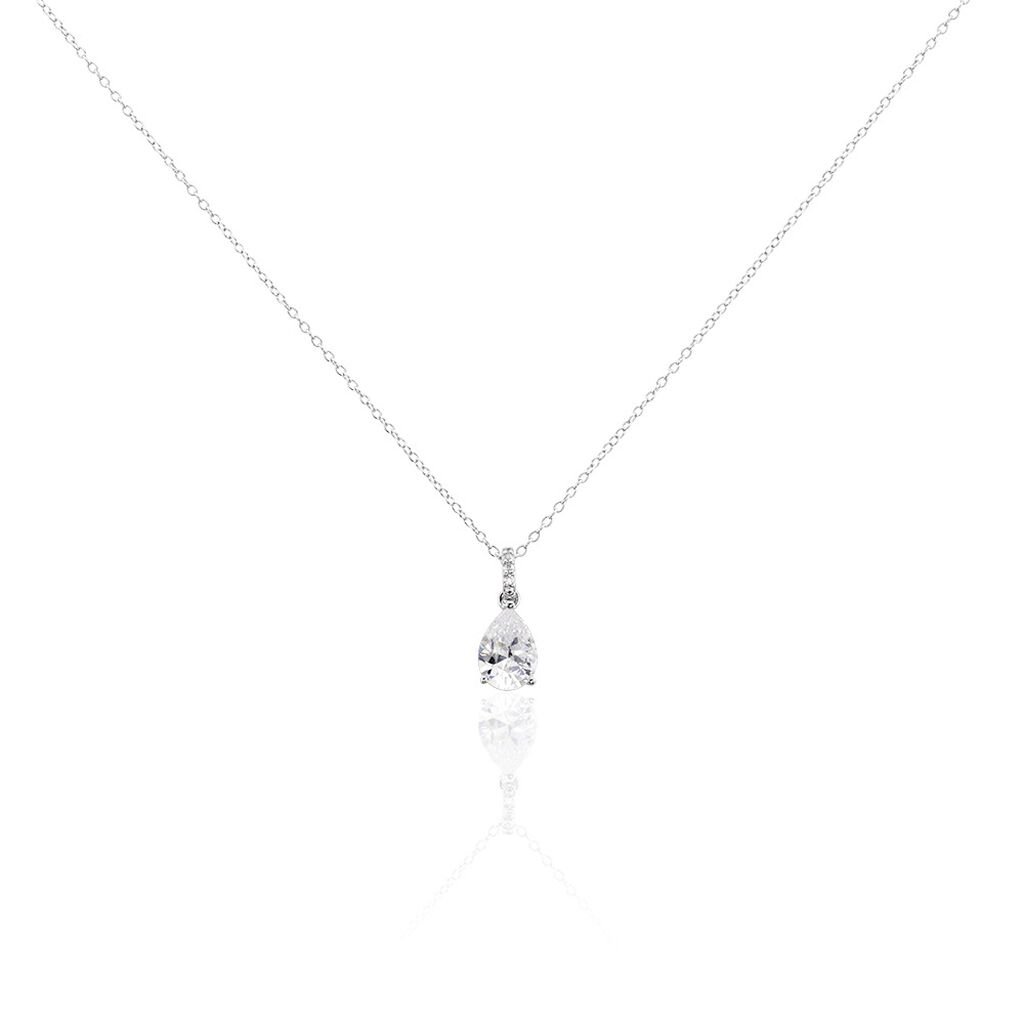 🦚 LORETA Damen Collier Silber 925 Zirkonia Weiß 2,93 ct B 1,15 mm, Collier mit Stein