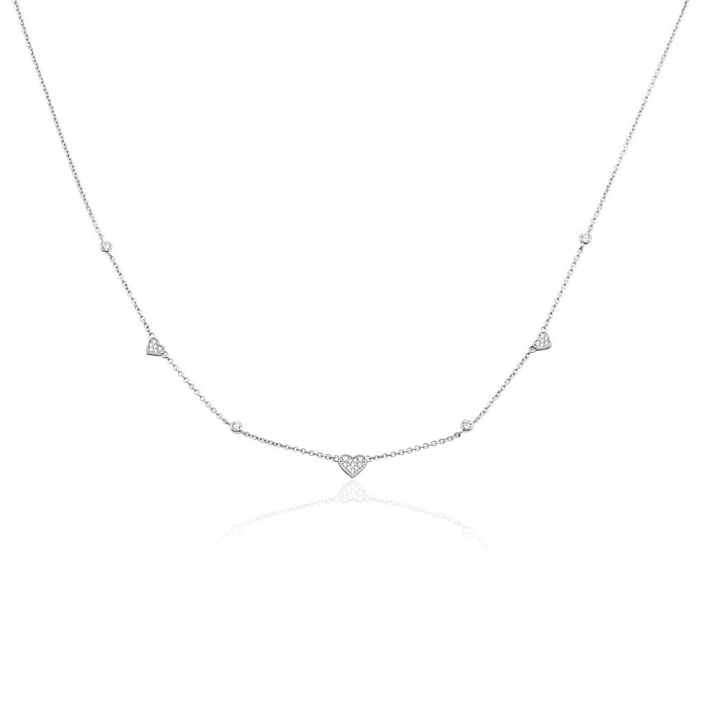 🦚 LUBOV Damen Collier Silber 925 Zirkonia Weiß 0,28 ct Herz B 2,5 mm, Collier mit Stein