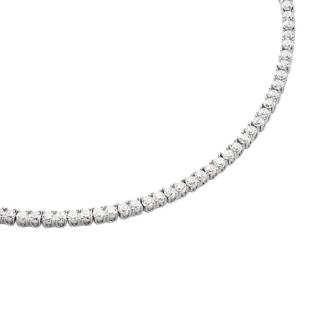 🦚 DEBORA Damen Collier Silber 925 Zirkonia Weiß 18,23 ct Kreis, Collier mit Stein