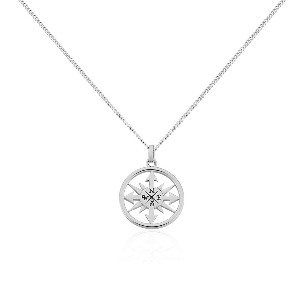 🦚 WINDROSE Herren Collier Silber 925 Rosette, Collier ohne Stein