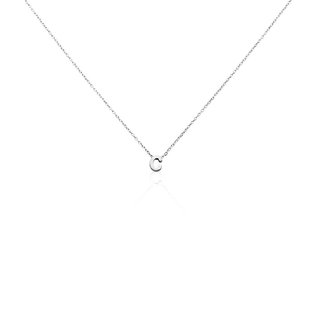 🦚 Damen Collier Silber Silber 925 Buchstabe C, Collier ohne Stein