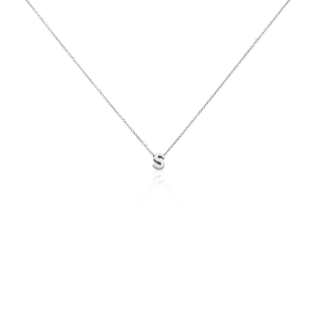 🦚 Damen Collier Silber Silber 925 Buchstabe S, Collier ohne Stein