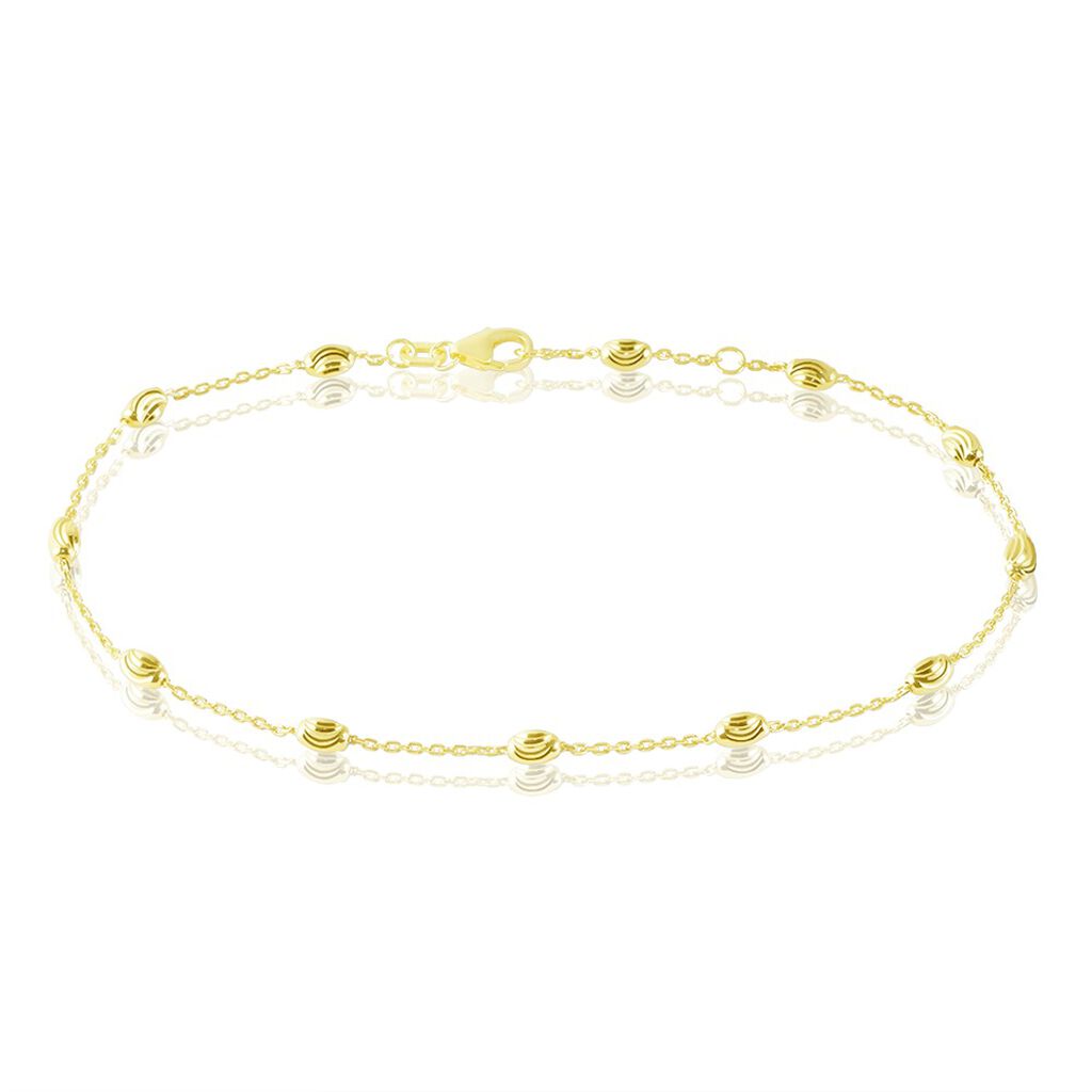 🦚 ANKER S DIA. KUGEL Damen Fußkette Silber vergoldet 925 B 1,3 mm, Fußkette ohne Stein