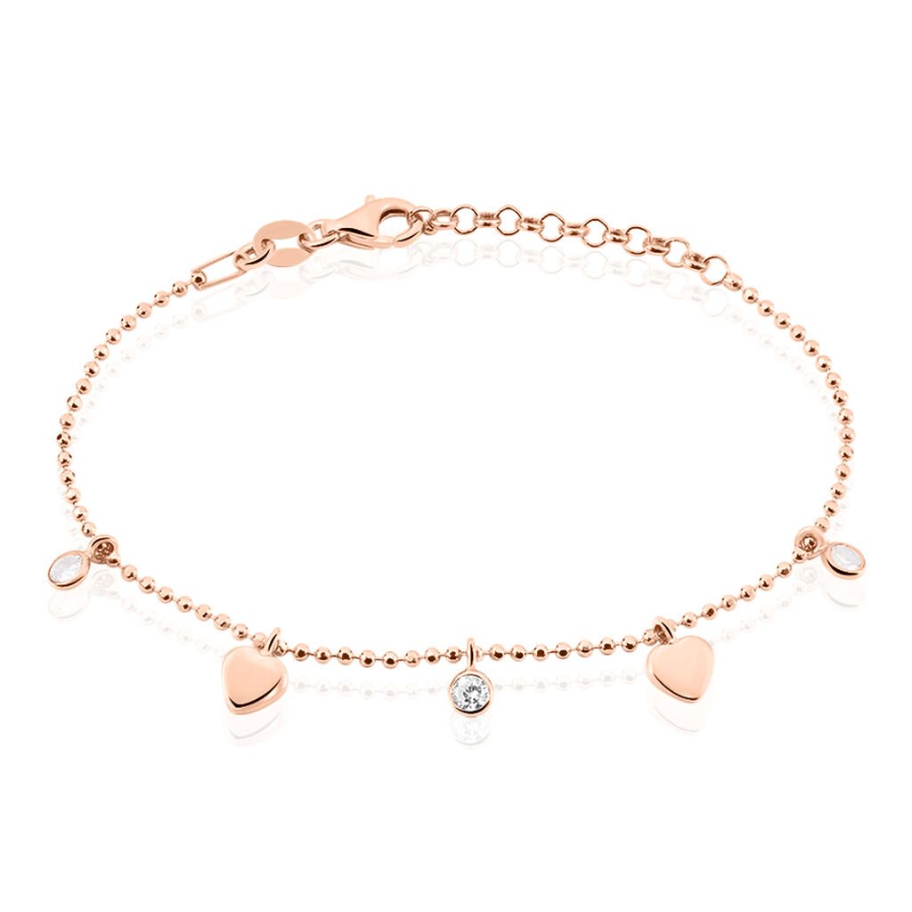 🦚 MONNIKA Kinder Armband Silber rosevergoldet 925 Zirkonia Weiß 0,18 ct Herz, Armband mit Stein