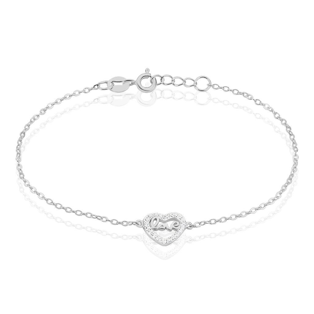 🦚 CLARRA HERZ Damen Armband Silber 925 Zirkonia Weiß Herz, Armband mit Stein