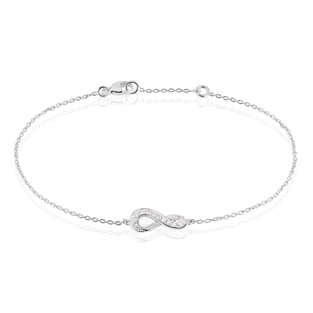 🦚 INFINITY Damen Armband Silber 925 Zirkonia Weiß Unendlichkeit, Armband mit Stein