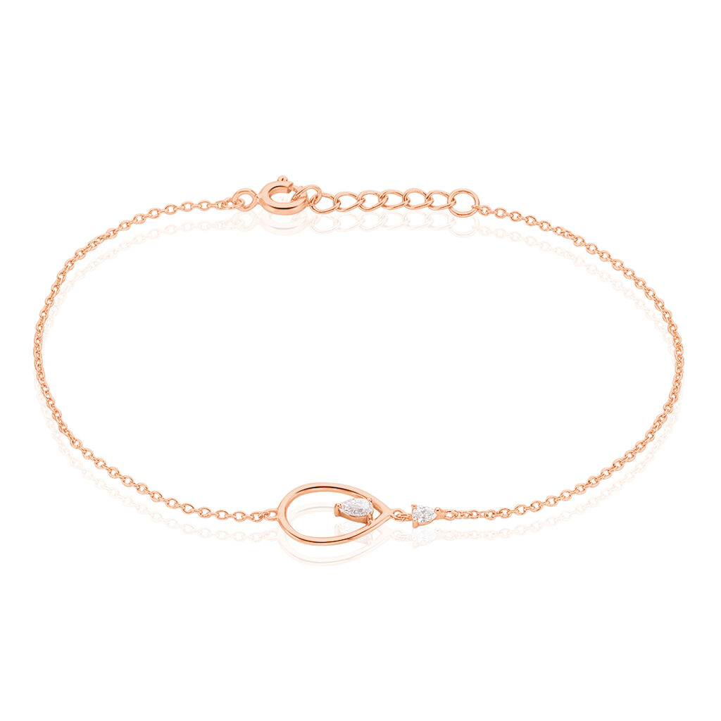 🦚 MARIE 2 Damen Armband Silber rosevergoldet 925 Zirkonia Weiß 0,04 ct Tropfen, Armband mit Stein