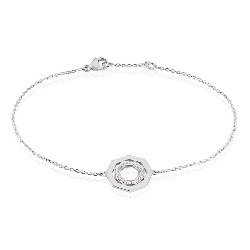 🦚 BIRGIT Damen Armband Silber 925 Zirkonia Weiß Kreis, Armband mit Stein