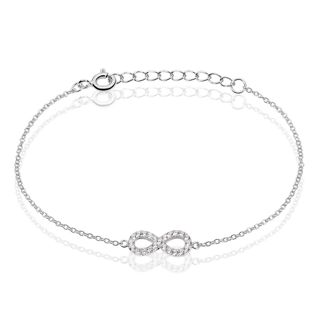 🦚 LOU 50 Damen Armband Silber 925 Zirkonia Weiß 0,09 ct Unendlichkeit, Armband mit Stein