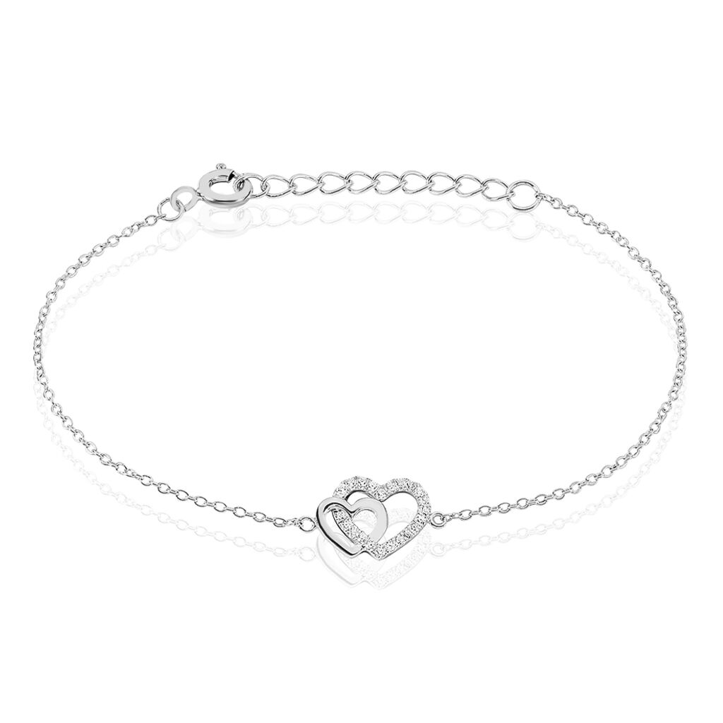 🦚 MARINA 50 Damen Armband Silber 925 Zirkonia Weiß 0,05 ct Herz, Armband mit Stein