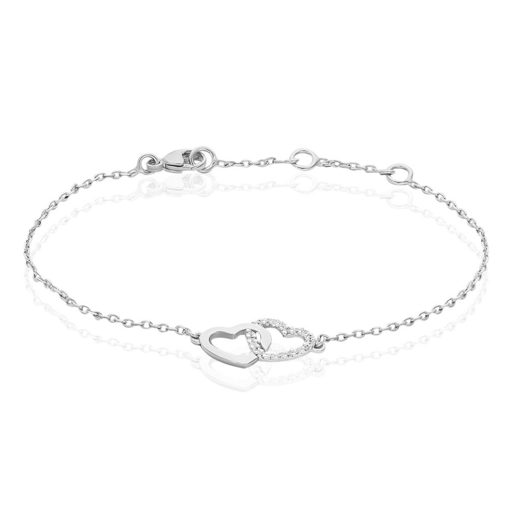 🦚 Damen Armband Silber 925 Zirkonia Weiß Herz, Armband mit Stein