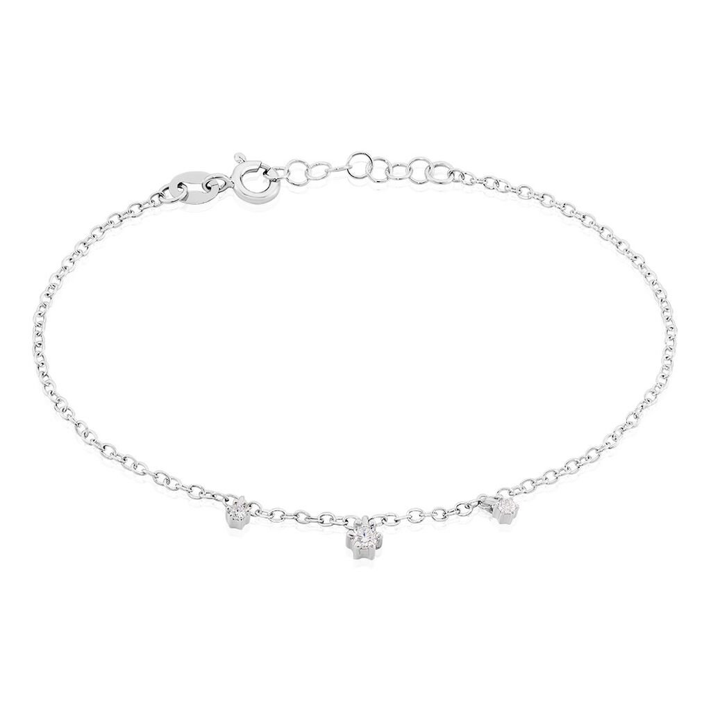 🦚 LUZ Damen Armband Silber 925 Zirkonia Weiß 0,480 ct Kreis B 1,7 mm, Armband mit Stein
