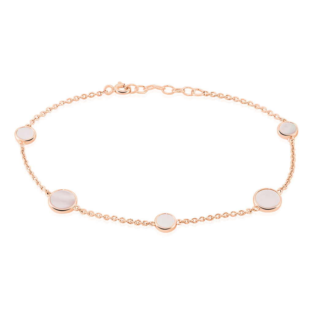 🦚 JARAA Damen Armband Silber rosevergoldet 925 Perlmutt Perlmutt Kreis, Armband mit Stein