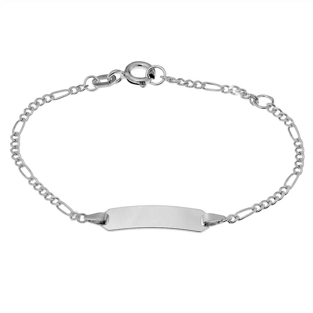 🦚 FIGARO S ID Kinder ID Armband Silber 925 Rechteckig, ID Armband ohne Stein