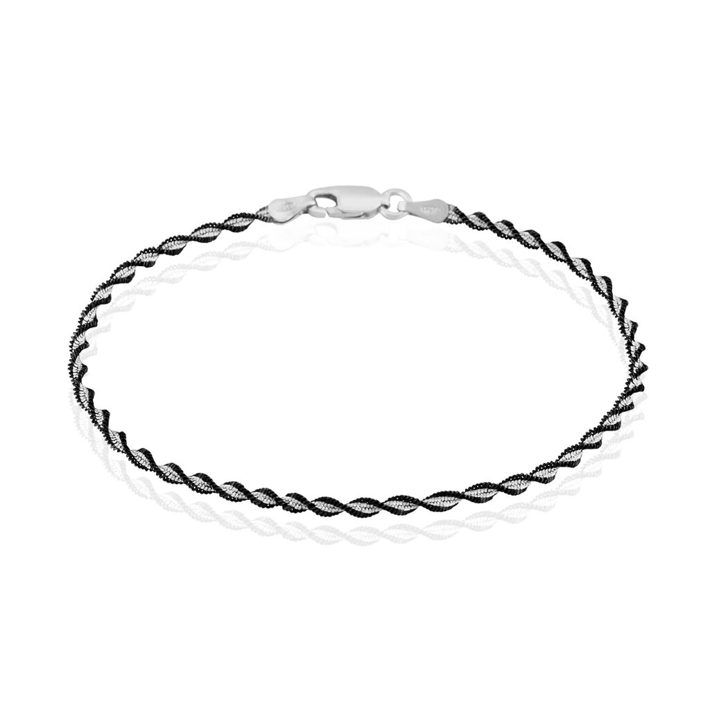 🦚 ABIE TORSADE Damen Armkette Silber Bicolor Silber/Schwarz 925, Armkette ohne Stein