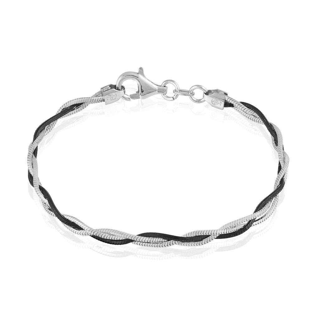 🦚 ELEA GEFLOCHTEN 6 Damen Armkette Silber Bicolor 925, Armkette ohne Stein