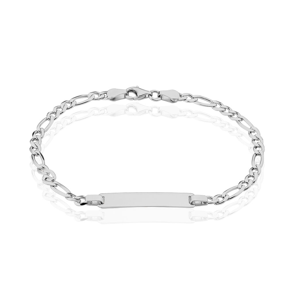 🦚 FIGARO S ID Unisex ID Armband Silber 925 Rechteckig, ID Armband ohne Stein