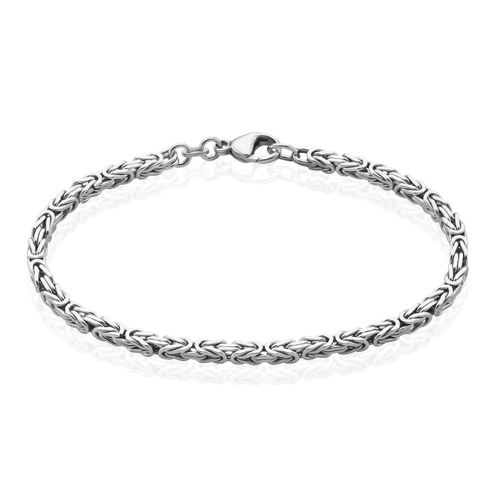 🦚 KÖNIGSKETTE Herren Armkette Silber Silber 925 B 3,2 mm, Armkette ohne Stein