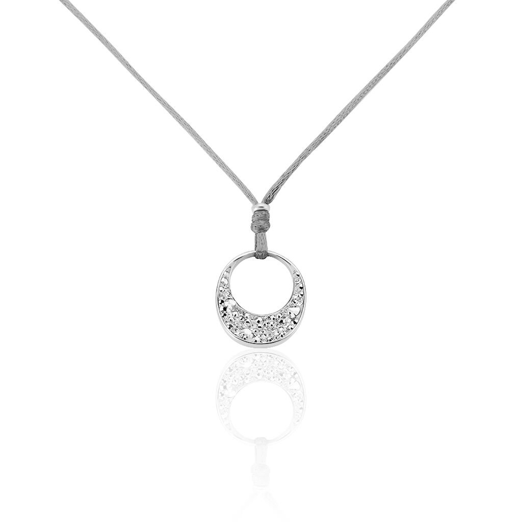 🦚 SAVINNA Damen Collier Edelstahl Strass Weiß Kreis B 1 mm, Collier mit Stein