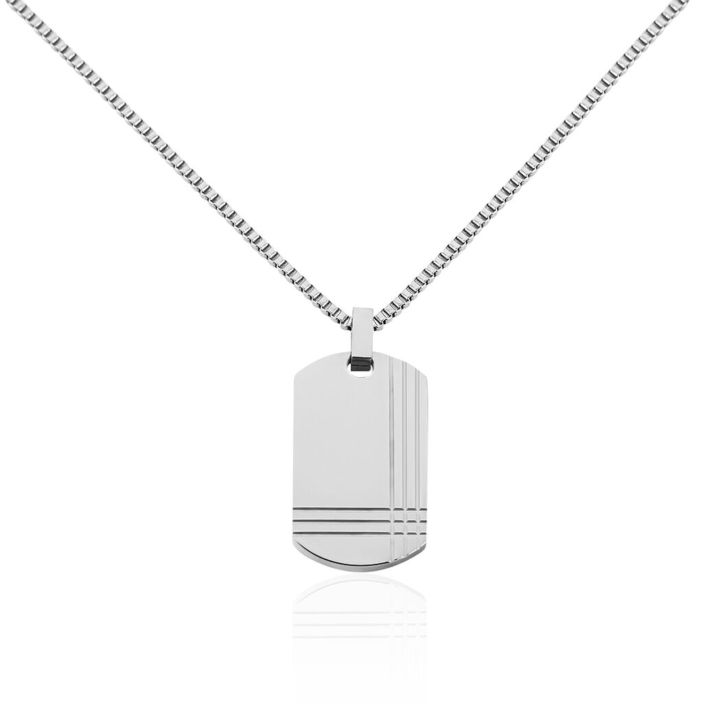 🦚 QUADRILLAGE Herren Collier Edelstahl Rechteckig, Collier ohne Stein