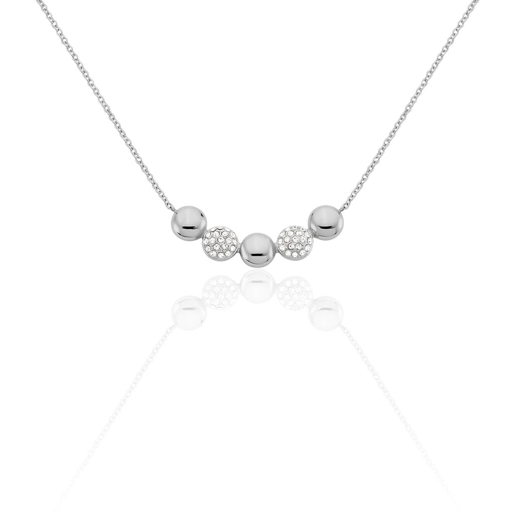 🦚 Damen Collier Edelstahl Kristall --- Kreis, Collier ohne Stein